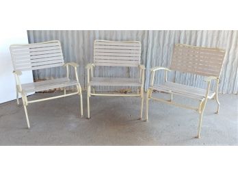 Three Vintage Metal Patio Armchairs
