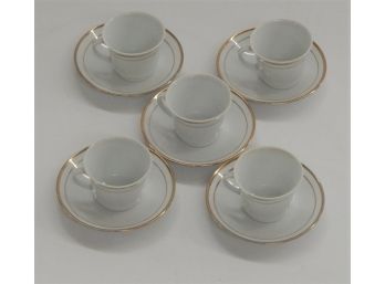 Set Of 5 Espresso Cups & Saucers
