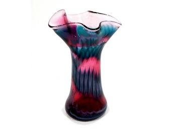 Amazing Vintage Art Glass Vase Artist Signed Riker