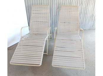 Two Vintage Metal Patio Lounge Chairs