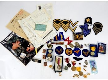 Vintage Military Lot: Medals, Patches, Pins Etc