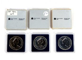 Canada Silver Dollar Lot Canada 1982, 1982, 1983 Commemorative Proofs