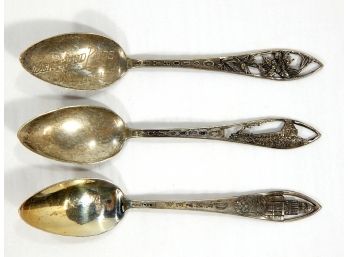 Lot 3 Antique Sterling Souvenir Spoons - Colorado