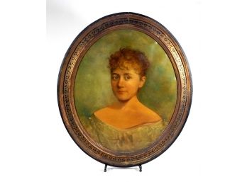 Antique Original Julian Alden WEIR (1852-1919) Portrait Of Lady Oil Panting Oval Frame