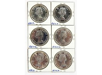 Lot 6 Canada Silver Dollars  1956-61 Proof Like