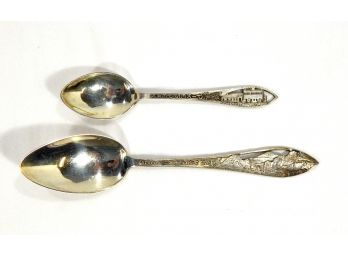 Lot 2 Antique Sterling Souvenir Spoons -Colorado, Pikes Peak