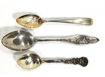Lot 3 Antique Sterling Souvenir Spoons -Washington State: Seattle, Ediz Hook