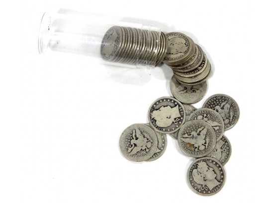 Roll Of 40 Barber Silver Quarters