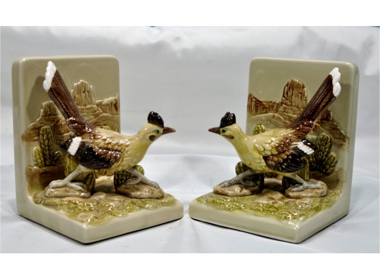 Pair Vintage Original MOC Porcelain BIRD Bookends