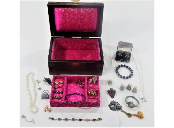 Asian Style Jewelry Box W/ Jewelry