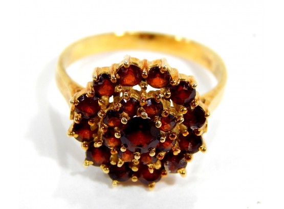 Vintage 14K Gold Garnet Cluster Ring
