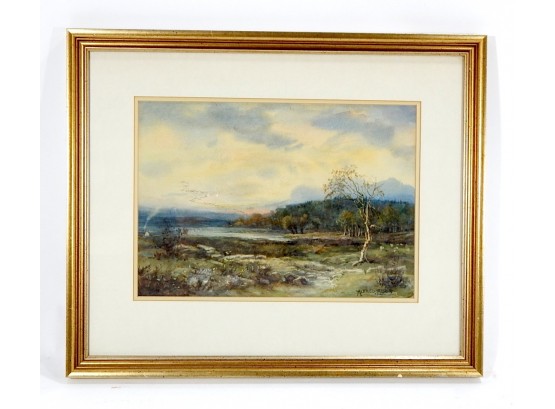 Original Alfred ADDY (19th Century) Landscape Watercolor  'Sunset After Rain'