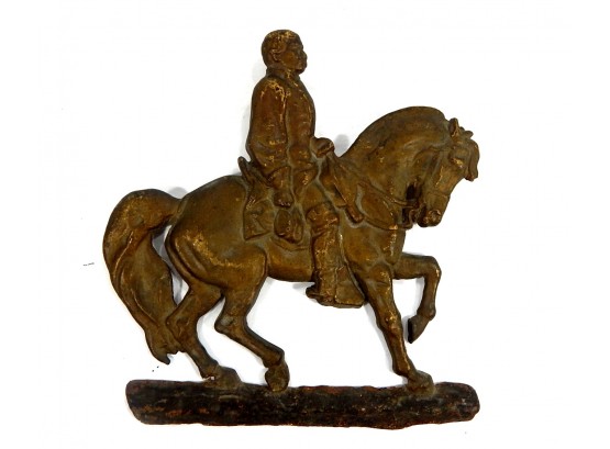 Antique Cast Iron Plaque 'Teddy Roosevelt On Horseback'