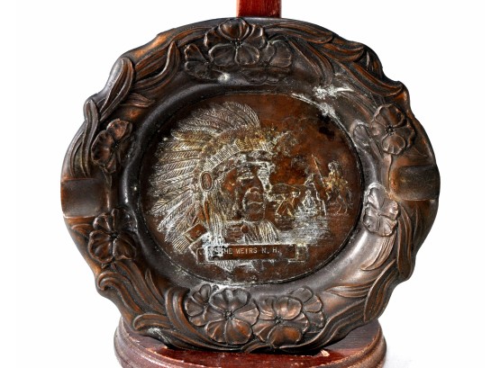 Antique ALMAR METAL ART Co Copper Cigarette AshTray  Indian Chief