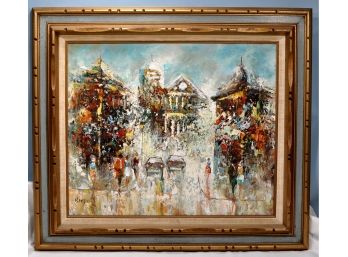 Original Vintage Edward BARTON (1936-2012) Oil Painting 'Parisian Street Scene'.