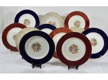Homer Laughlin Porcelain Floral  & Gold Rim Dinner Plates