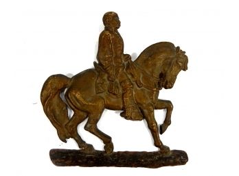 Antique Cast Iron Plaque 'Teddy Roosevelt On Horseback'
