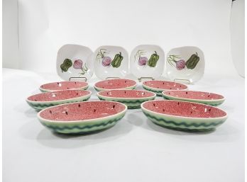 Vintage Italian Pottery Watermelon Serving Dishes
