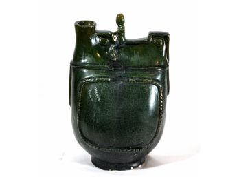Vintage Oriental Green Glazed Figural Pitcher Vase