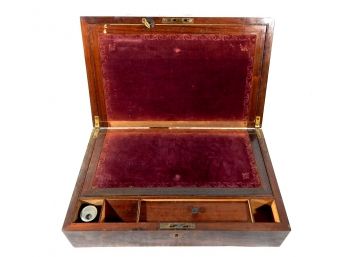 Antique Rosewood Writing Lap Desk Box
