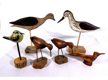 Lot  6 Vintage Carved Wood Bird Decoys Figurines