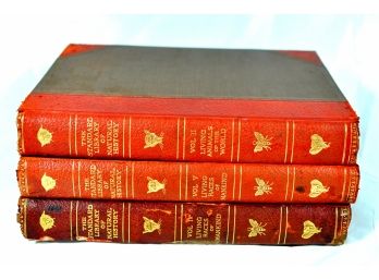 Antique 1909 Three Volumes 'The Standart Library Of Natural History' Leather