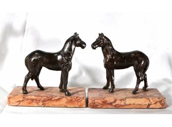 Lot 2 Vintage HORSE Statue Figures On Marble