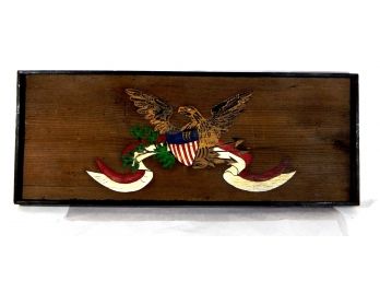Large Vintage Wood Tray Painted American Eagle  - Americana