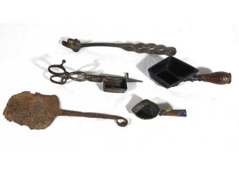 Lot Antique Tools: Lid Lifter Silk Irons