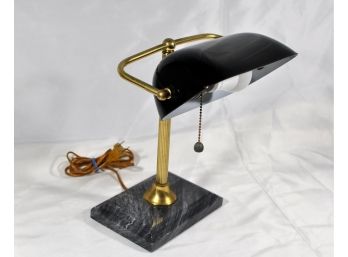 Vintage Cased Glass Desk Lamp Marble Base