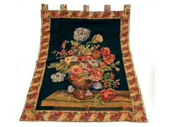 Large Vintage Tapestry Flowers Bouquet Signed