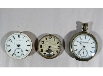 Antique Pocket Watch Movements And Pocket Watch Elgin, Waltham, Hampen