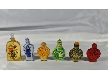 Lot 6 Vintage Oriental Snuff Bottles