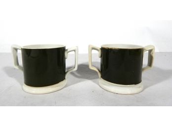 Pair Antique English Tyg Posset  Two Handle Cups/Mugs