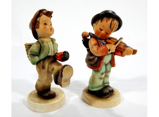 Pair Vintage HUMMEL GOEBEL Figurines - Little Traveler & Violin Player