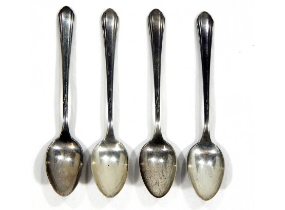 Set 4 Antique Sterling Silver Demitasse Spoons