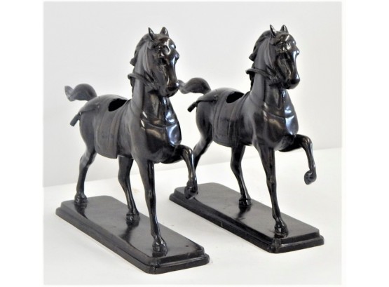 Pair Of Bronze Horse Sculptures