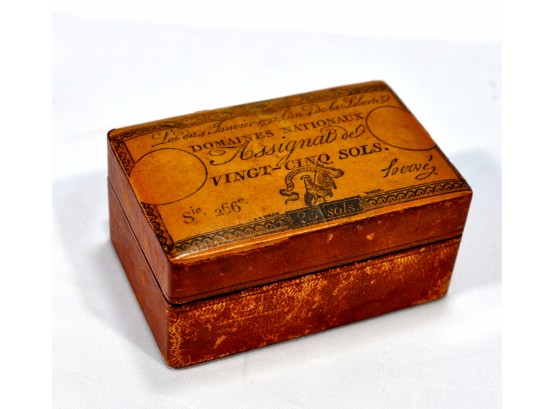 Antique CROSS Trinket Box Wood & Leather Mottahedeh Design