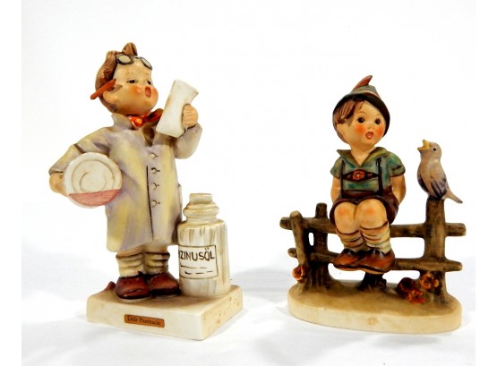 Pair Vintage HUMMEL GOEBEL Figurines - Little Pharmacist& Wayside Harmony