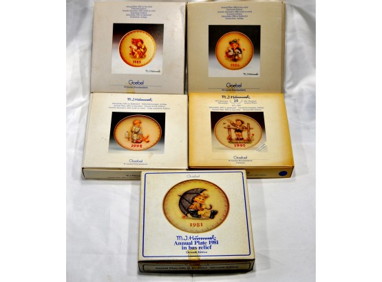 Lot 5 Vintage New HUMMEL Goebel Annual Plates In Boxes