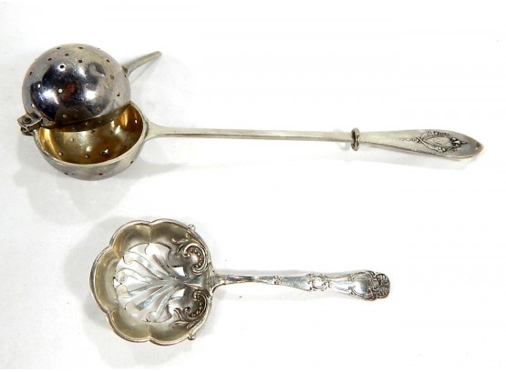 Lot 2 Antique Sterling Silver Tea Strainers
