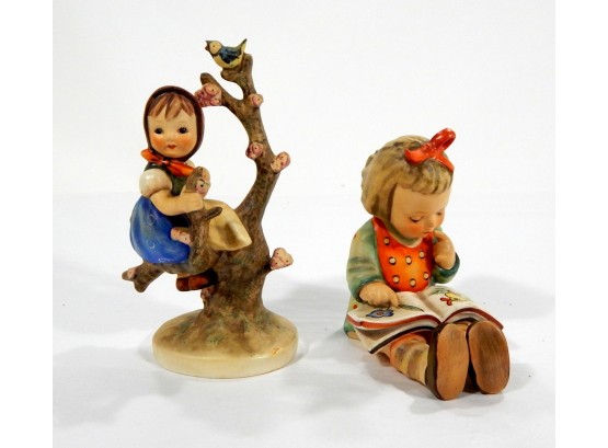 Pair Vintage HUMMEL GOEBEL Figurines - Apple Tree Girl & Reading Book