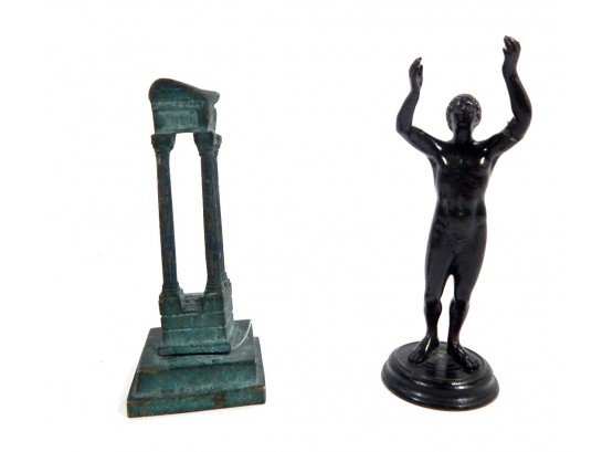 Pair Antique Grand Tour Bronze Roman Figures