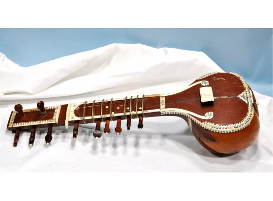 Antique Sitar Decorated With Ivory
