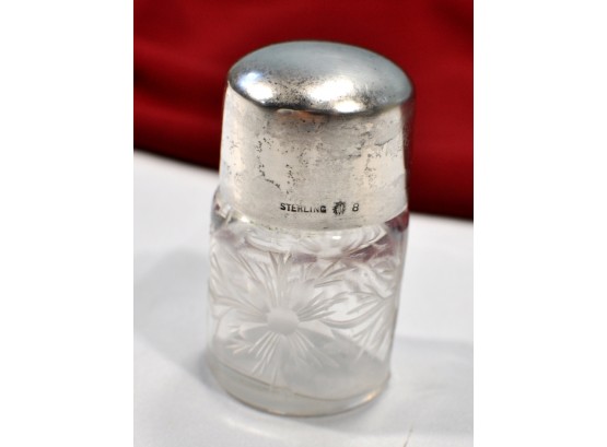 Antique Sterling Silver Cut Glass Perfume Bottle