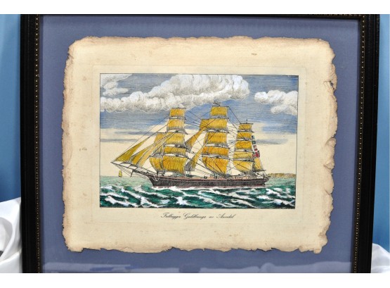 Antique 18th Century Clipper SHIP Engraving