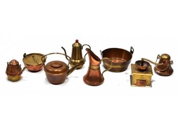Vintage Miniature Dollhouse Copper Brass Pots, Pans, Kitchen