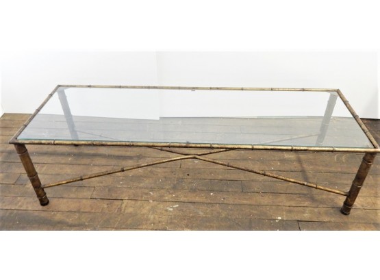 Bamboo Style Metal And Glass Coffee Table