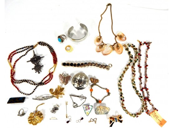 Vintage Costume Jewelry Lot- Necklaces Bracelets Brooches