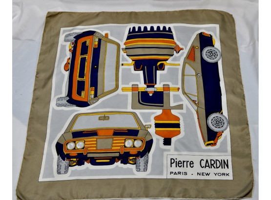 Authentic Pierre Cardin Silk Scarf Cars